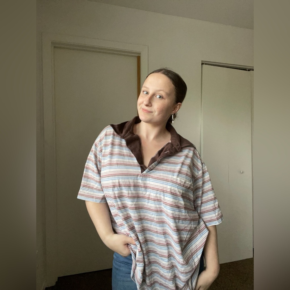 Brown Striped Polo